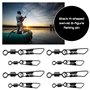OTOTEC Lot de 100 émerillons de pêche en acier inoxydable - 2 tailles 32 mm et 23 mm - Noir mat
