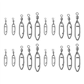 OTOTEC 50 Clips de Pêche en Acier Inoxydable à Rotation Fluide à 360 Degrés avec émerillon à Barillet Changement Rapide de Vites