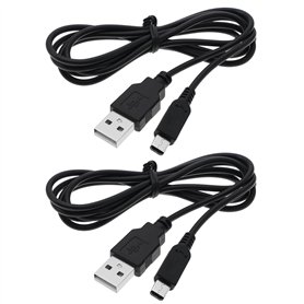 EMSea Lot de 2 câbles de charge USB de rechange compatibles avec Nintendo DSI/3DS/3DS XL/3DS XL/3DS LL Noir