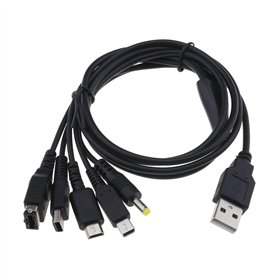 EMSea Câble de Chargeur USB 5 en 1 Remplacement Compatible avec Gameboy Advance SP(GBA SP)/ DS Lite/NDS/Wii U/New 3DS XL/New 3DS
