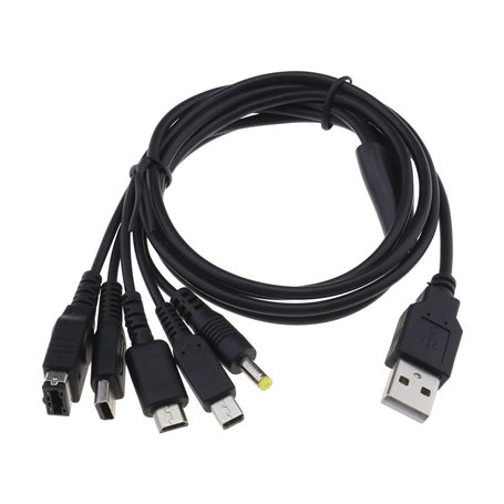 EMSea Câble de Chargeur USB 5 en 1 Remplacement Compatible avec Gameboy Advance SP(GBA SP)/ DS Lite/NDS/Wii U/New 3DS XL/New 3DS