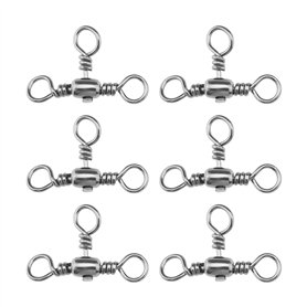 VGOL 80pcs Connecteur d'attirail Pêche à Anneau Rident en Acier Inoxydable Émerillons de Pêche à 3 Voies Accessoires pour Pêche