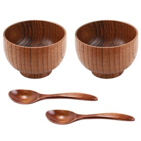 Tiamu Bol en naturel bois de jujube avec cuillères