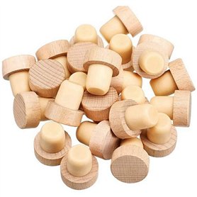 FITTG 50Pc Bouchons de Liège en T pour Bouteille de Vin - Réutilisables en Bois et Caoutchouc