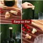 FITTG 50Pc Bouchons de Liège en T pour Bouteille de Vin - Réutilisables en Bois et Caoutchouc