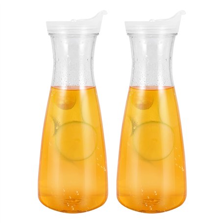 Juwacoo Lot de 2 carafes à eau en plastique de 1 l avec couvercle