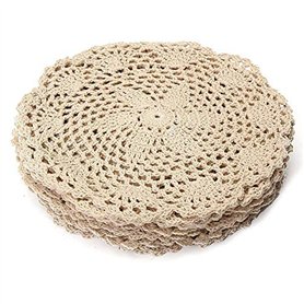 Lobamop Lot de 12 Sets de Table en Coton Vintage Ronds à la Main en Dentelle crochetée - Décoration de Table