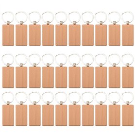 Wanjorlay 30 PièCes Blanc Porte-CléS en Bois Bricolage Porte-CléS en Bois Porte-CléS Peuvent Graver des Cadeaux de Bricolage