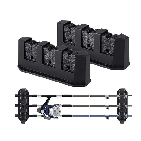 EIAOSI Support de canne à pêche 1 paire de support Noir Support horizontal 7