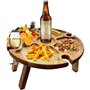 Torribaly Table de Pique-Nique Portable, Mini Table de Camping, Table de Jardin Ronde en Bois, boîte à collation Pliable, Distri