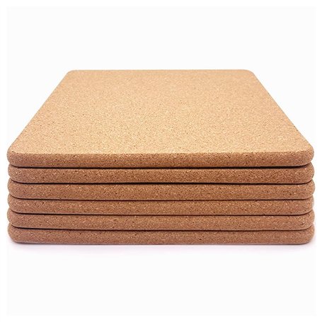 Nimooro Dessous de Plat en Liège - 6 Carrés Épais Haute Densité pour Plats Chauds