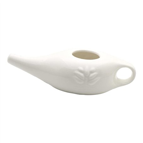 UrbanNest 250Ml CéRamique Neti Pot Pot de Nettoyage de Nez Pot à Bec Anti-Fuite pour RinçAge Nasal Nez Lavage et Femmes