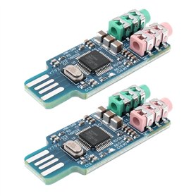 eMagTech Lot de 2 cartes son USB CM108 avec puce - Carte son stéréo externe pratique - Pour ordinateur portable - 49 x 19 x 8 mm