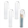 Willoghsa Lot de 4 Étuis à Pinceaux en Plastique Extensibles Clairs Longs Porte-Pinceaux Tube de Stockage Contenant à Crayons