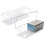 Qeunrtiy Boîte de Rangement pour Cartes à Échanger de 2 Pièces avec Diviseurs Amovibles pour Cartes Standard.