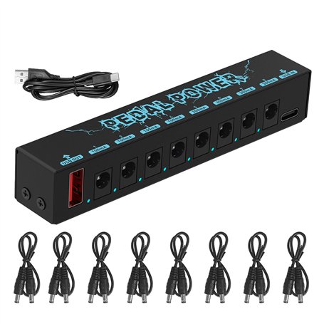 Qaautor Alimentation pour Pédales de Guitare 5 V avec Sorties 8 Voies Alimentation pour Pédalier Portable et Alimentation pour E