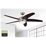 72557 Ventilateur de plafond d'intérieur à cinq pales et une lampe Bendan de 132 cm, finition chrome satiné avec verre opale dép