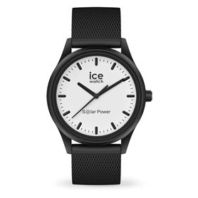 ICE-WATCH - Ice Solar Power Moon Mesh - Montre Noire Mixte avec Bracelet en Silicone - 018391 (Medium)