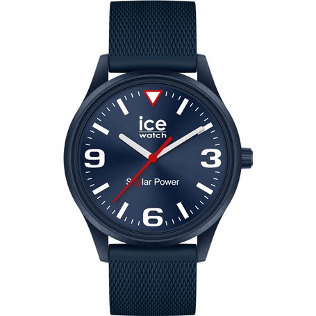 ICE-WATCH - Ice Solar Power Casual Blue Red - Montre Bleue pour Homme avec Bracelet en Silicone - 020605 (Medium)