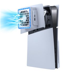 Mcbazel PS5 Slim Façade Plaque Ventilateur de Refroidissement avec Lumière RVB