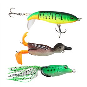 ECSiNG 3pcs Leurres de Pêche en Surface Comprenant des Leurres de Pêche en Surface en Forme de Canard 3D avec Crochet pour Eau D