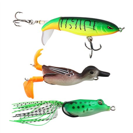 ECSiNG 3pcs Leurres de Pêche en Surface Comprenant des Leurres de Pêche en Surface en Forme de Canard 3D avec Crochet pour Eau D