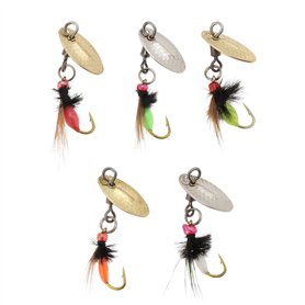 ECSiNG 5 Pièces Bionic Leurres de Pêche à La Mouche Pêche à La Mouche Mouches Appât avec Spinner de Pêche pour Bar Poisson-Solei