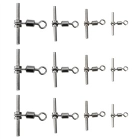 LT Easiyl Lot de 40 émerillons à Sertir pour Ligne de Pêche émerillons de Pêche en Laiton en Forme de T à 3 Voies pour Plates-Fo