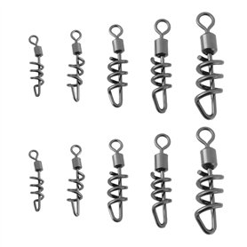 LT Easiyl Lot de 50 émerillons de Pêche avec Connecteur à Tire-Bouchon pour Leurres de Pêche en Eau Salée Et en Eau Douce Taille