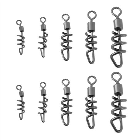 LT Easiyl Lot de 50 émerillons de Pêche avec Connecteur à Tire-Bouchon pour Leurres de Pêche en Eau Salée Et en Eau Douce Taille