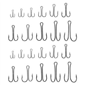 SG Store Lot de 55 Hameçons de Pêche Doubles #1-#3/0 en Acier à Haute Teneur en Carbone avec Tige Ouverte Et Barbelée pour Eau S