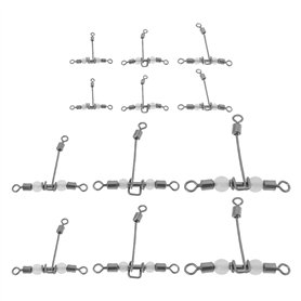 Briny River Lot de 30 émerillons lumineux à 3 voies en T - 6 spécifications - Compatible avec appâts souples - Appâts durs - Cro