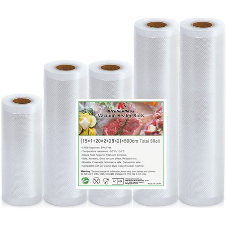 KitchenBoss Sac Sous Vide Alimentaire：Rouleau Sous Vide Alimentaire sans BPA pour Machine Sous Vide