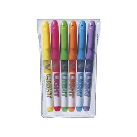 Pilot V-Light Pochette de 6 surligneurs de poche Pointe biseautée Assorties