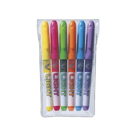 Pilot V-Light Pochette de 6 surligneurs de poche Pointe biseautée Assorties