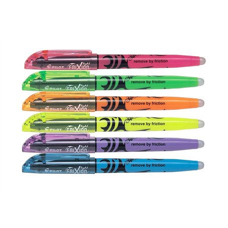 Pilot FriXion Paquet de 6 surligneurs clairs à encre effaçable