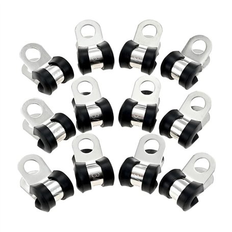 TVAAGHBCBR 12 pièces durables en métal P Clips doublé de Caoutchouc Tuyau de câblage Collier de Serrage Camping-Car hydraulique