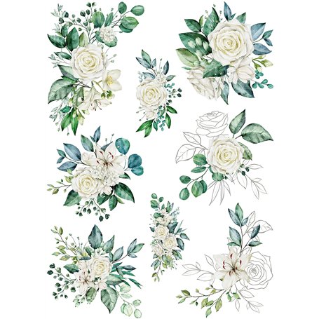 Bouquet blanc en papier de riz