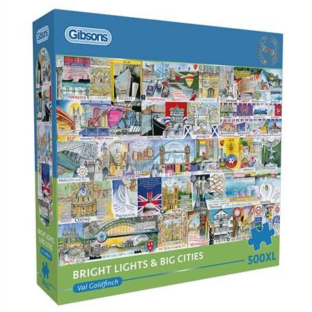 Gibsons Bright Lights & Big Cities | Puzzle de 500 pièces XL pour adultes | Val Goldfinch Europe Landmarks Durable Premium 100 %