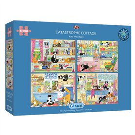 Catastrophe Cottage – Puzzle de 4 x 500 pièces | Puzzle multi-boîtes | Puzzle durable pour adultes | Planche 100 % recyclée de q