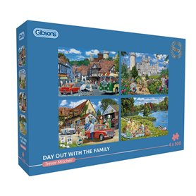 Sortie en famille | Puzzle de 4 x 500 pièces | Puzzle multi-boîtes | Puzzle durable pour adultes | Planche 100 % recyclée de qua
