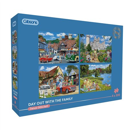 Sortie en famille | Puzzle de 4 x 500 pièces | Puzzle multi-boîtes | Puzzle durable pour adultes | Planche 100 % recyclée de qua