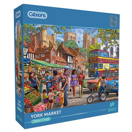 Gibsons York Market – Puzzle de 1000 pièces nostalgique belle œuvre d'art colorée durable pour adultes et adolescents en carton