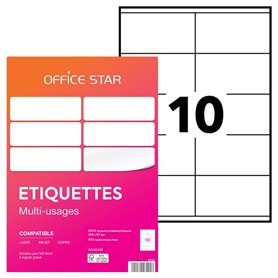 OFFICE STAR Étiquettes Autocollantes Imprimante A4 Blanches 6500