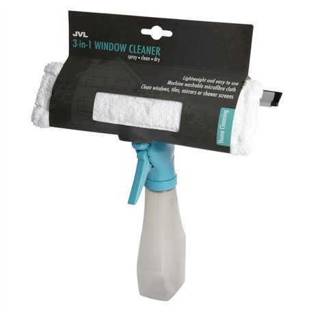 JVL Car Care Gamme de nettoyage nettoyeur de vitres 3 en 1 avec flacon Pulvérisateur