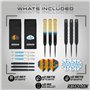RED DRAGON Peter Wright « Snakebite » v Gerwyn Price 'Iceman' DWC Steel Tip Jeu de fléchettes en Laiton avec ailettes et tiges
