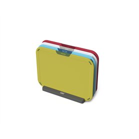 Joseph Joseph Duo Icon Lot de 4 planches à découper à code couleur avec support de rangement Multicolore