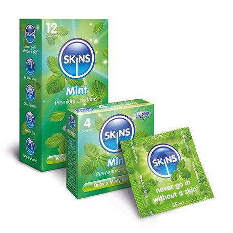 Premium Skins Préservatifs aromatisés à la menthe Big Box- Préservatifs ultra fins aromatisés pour la bouche et les rapports sex