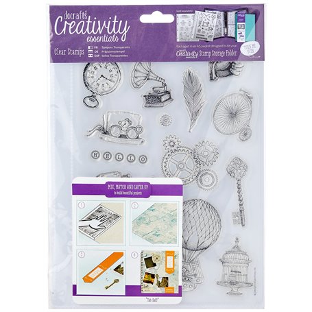 Creativity Essentials Jeu de Tampons Transparents A5 (16pcs) - Steampunk