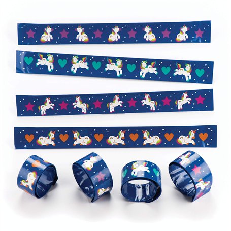 Baker Ross Bracelets à claquer Licornes arcs-en-ciel (Lot de 4) - Cadeaux amusants pour les pochettes-surprises